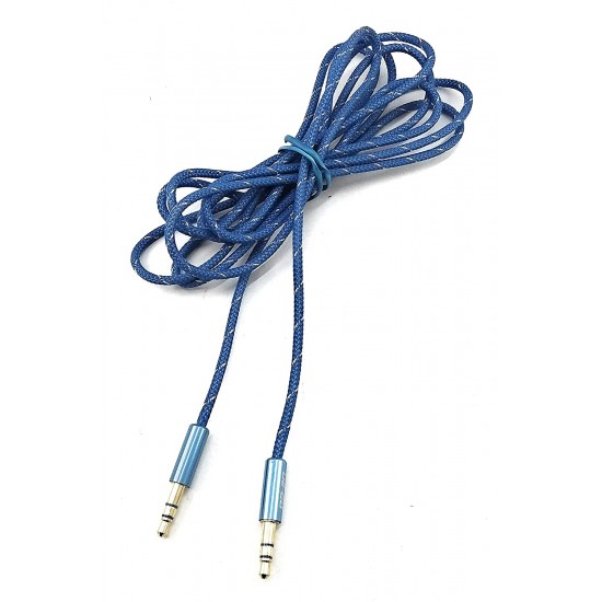 Premium 3.5mm Male to Male Audio Cable Metal Connector (2 Meter, Blue)