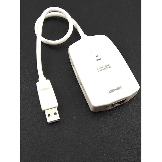 3 Port USB2.0 Combo HUB with 10/100Mbps Ethernet for Mac Book Air, Ultrabook, Laptop.