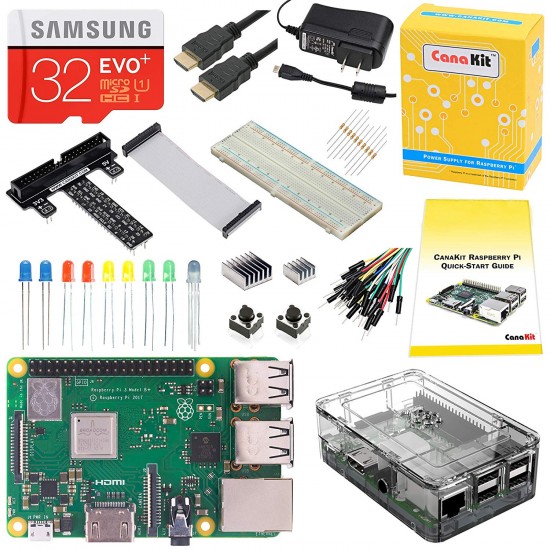 CanaKit Raspberry Pi 3 B+ (B Plus) Ultimate Starter Kit (32 GB Edition, Clear Case)